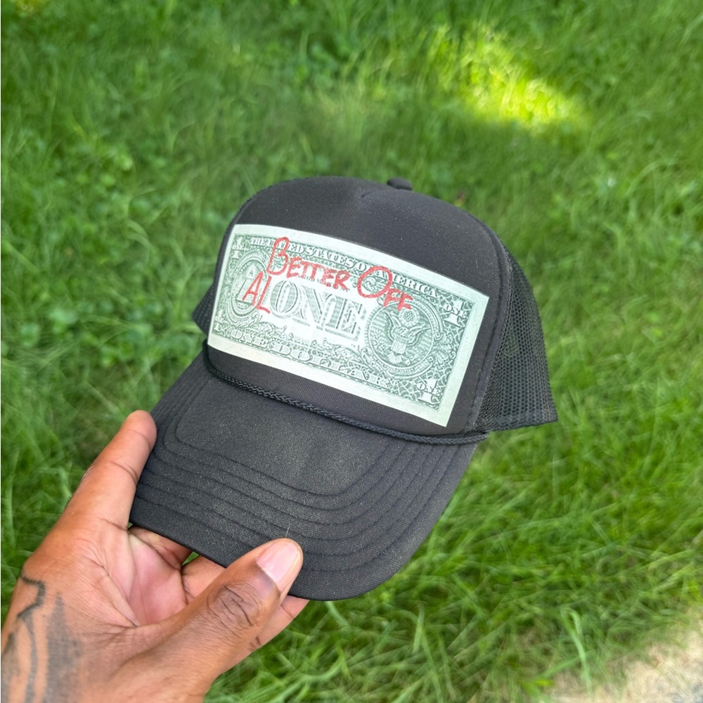 Black Trucker Cap with Graphic Design